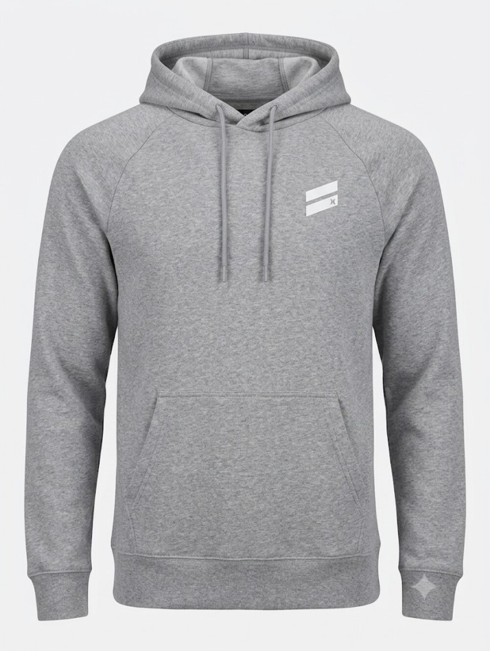 Hurley Men Gray Pullover Hoodie Sweatshirt Medium Graphic Logo